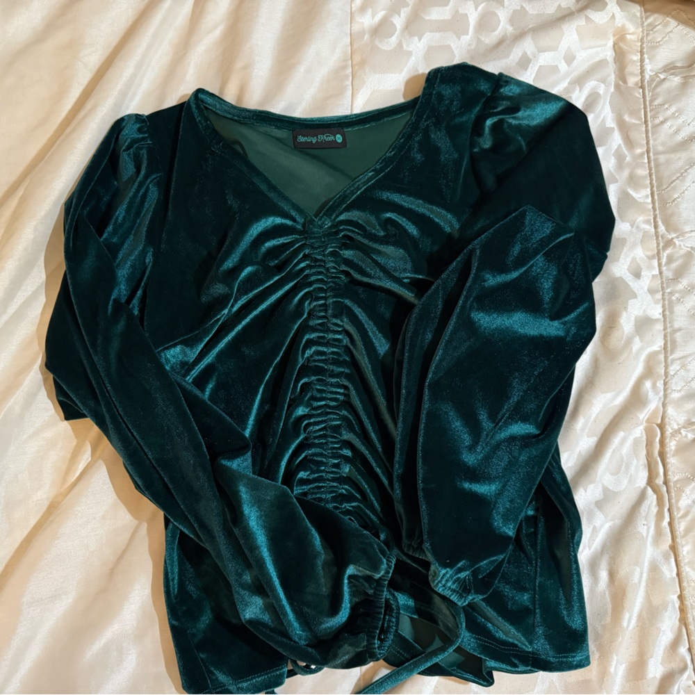 Deep Green Velvet Blouse